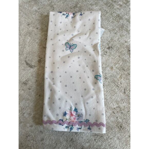 Shabby Chic Set Of 2 Easter Spring Floral Kitchen Towels Bunnies Eggs Cotton NWT - Picture 2 of 4